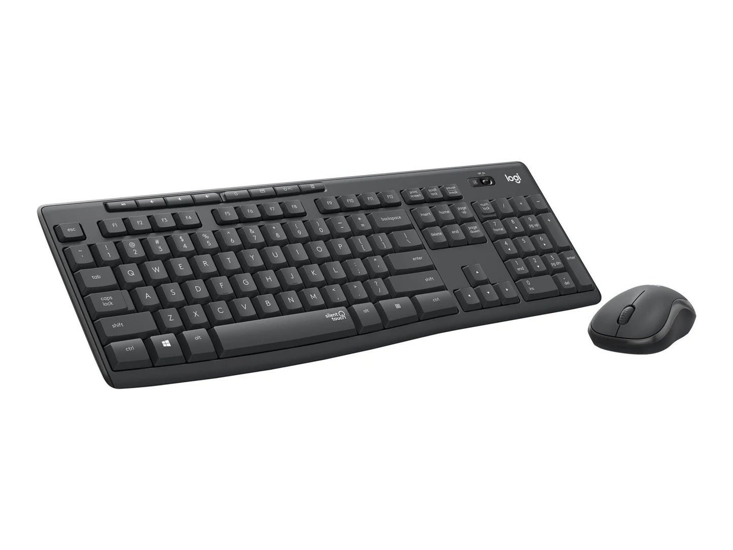 Logitech MK295 trådløst tastatur og mus, grafittgrå. 90 % mer stillegående