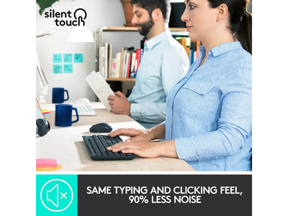 Logitech MK295 trådløst tastatur og mus, grafittgrå. 90 % mer stillegående