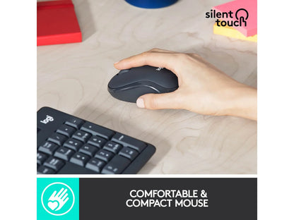 Logitech MK295 trådløst tastatur og mus, grafittgrå. 90 % mer stillegående